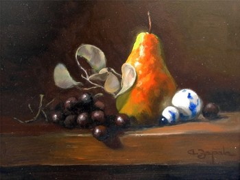 ZAPATA - RED PEAR - Oil on Canvas - 9 x 12
