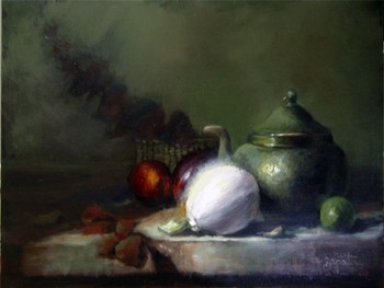 ZAPATA - STIL LIFE WITH WHITE ONION - Oil on Canvas - 12 x 16